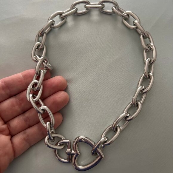 Zara Openable Heart Carabine Gold Chain Chocker Necklace Zara Logo Charm - Picture 15 of 16